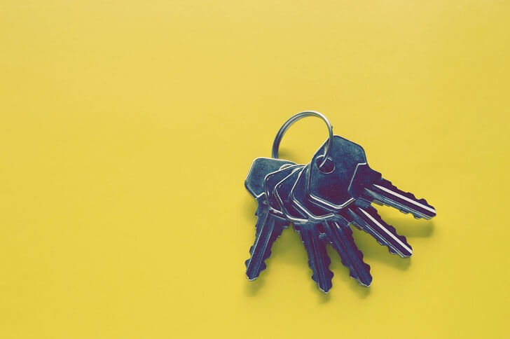 Keys on yellow background