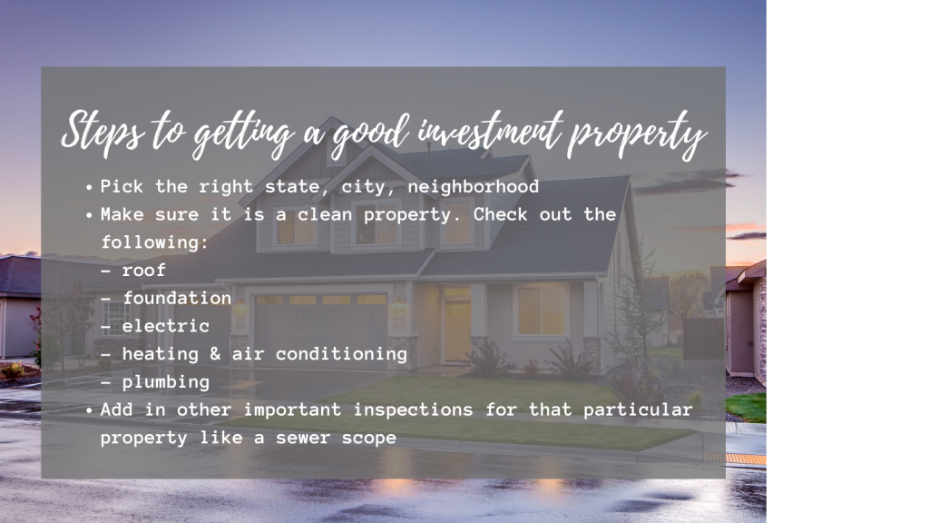 Steps to getting a good investment property